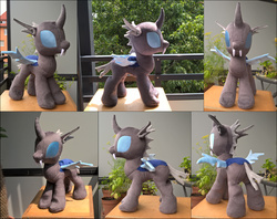 Size: 4452x3529 | Tagged: safe, artist:justiceofelements, changeling, cute, cuteling, irl, photo, plushie, smiling, solo