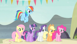 Size: 500x287 | Tagged: safe, screencap, applejack, fluttershy, pinkie pie, rainbow dash, rarity, twilight sparkle, alicorn, pony, g4, the cutie map, adorkable, cute, diabetes, dork, female, mane six, twilight sparkle (alicorn)