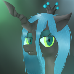 Size: 1600x1600 | Tagged: dead source, safe, artist:quefortia, queen chrysalis, changeling, changeling queen, g4, fangs, female, solo