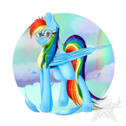 Size: 2998x2998 | Tagged: safe, artist:starletxox, rainbow dash, g4, clothes, cloud, female, goggles, high res, solo, wonderbolts uniform