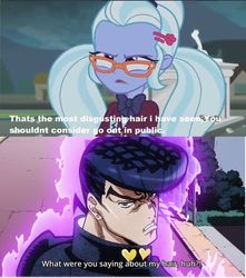 Size: 847x960 | Tagged: safe, artist:brandonale, sugarcoat, equestria girls, g4, crossover, diamond is unbreakable, jojo's bizarre adventure, josuke higashikata, this will end in pain, this will end in tears and/or death