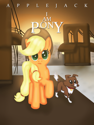 Size: 2250x3000 | Tagged: safe, artist:emilylena, artist:viffex, applejack, winona, pony, g4, duo, i am legend, parody