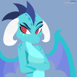 Size: 3200x3200 | Tagged: safe, artist:ballisticmcdelphia, princess ember, dragon, g4, crossed arms, cute, female, high res, lineless, solo, tsundember, tsundere