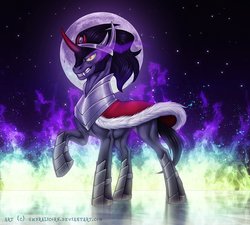 Size: 942x848 | Tagged: dead source, safe, king sombra, g4, grin, moon, smiling, stars