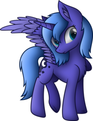 Size: 3000x3916 | Tagged: safe, artist:starlessnight22, princess luna, g4, ear fluff, female, high res, s1 luna, simple background, solo, spread wings, transparent background, vector, younger