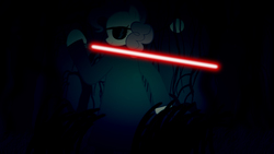Size: 1920x1080 | Tagged: safe, artist:schoolboy-b, pinkie pie, g4, clothes, lightsaber, star wars, sunglasses, trenchcoat, weapon
