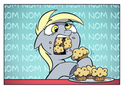 Size: 1050x750 | Tagged: safe, artist:php104, derpy hooves, pegasus, pony, g4, no second prances, cute, derpabetes, female, floppy ears, food, mare, muffin, nom, solo, that pony sure does love muffins