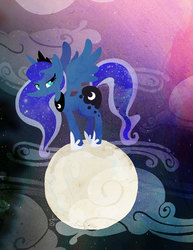 Size: 800x1035 | Tagged: safe, artist:samponie, princess luna, g4, female, moon, solo, spread wings, tangible heavenly object