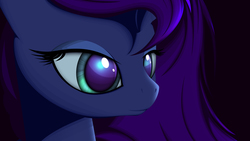 Size: 1920x1080 | Tagged: safe, artist:styroponyworks, edit, princess luna, pony, g4, close-up, cropped, female, solo, wallpaper