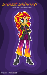 Size: 773x1221 | Tagged: dead source, safe, artist:melspyrose, sunset shimmer, equestria girls, g4, boots, eyeliner, eyeshadow, fiery shimmer, high heel boots, high heels, human counterpart, human sunset, makeup, punk, punkset shimmer, running makeup, shoes