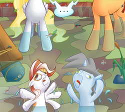 Size: 3025x2705 | Tagged: safe, artist:lyricjam, oc, oc only, oc:pebbles, pony, ..., cute, high res, pond, swimming, water