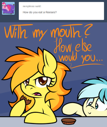 Size: 500x595 | Tagged: safe, artist:php92, misty fly, spitfire, ask spitfire the wonderbolt, g4, ask, candy, food, reese's, tumblr