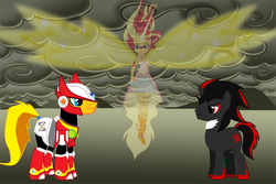 Size: 900x600 | Tagged: safe, artist:trungtranhaitrung, sunset shimmer, pony, equestria girls, g4, crossover, daydream shimmer, equestria girls ponified, male, megaman x, ponified, shadow the hedgehog, sonic the hedgehog (series), zero