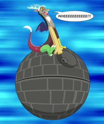 Size: 1920x2283 | Tagged: safe, artist:bennythebeast, discord, g4, crossover, death star, male, solo, star wars, xk-class end-of-the-world scenario