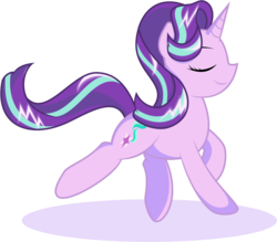 Size: 1049x918 | Tagged: safe, artist:toughbluff, starlight glimmer, g4, eyes closed, female, prancing, simple background, smiling, solo, transparent background, vector