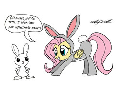 Size: 4000x3000 | Tagged: safe, artist:walliscolours, angel bunny, fluttershy, g4, 2011, bunny costume, bunnyshy, clothes