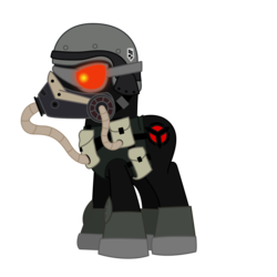 Size: 3600x3600 | Tagged: safe, artist:shadyhorseman, future, helghast, killzone, ponified, simple background, soldier, solo, text, transparent background