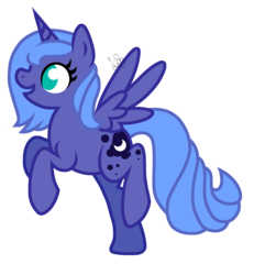 Size: 2500x2700 | Tagged: safe, artist:frostedcats, princess luna, alicorn, pony, g4, female, filly, filly luna, high res, rearing, simple background, solo, spread wings, transparent background, woona, younger