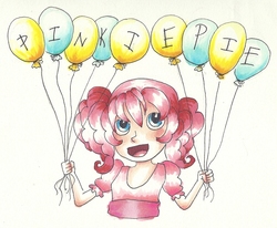 Size: 1851x1524 | Tagged: safe, artist:nina-chan5202, pinkie pie, human, g4, balloon, female, humanized, solo