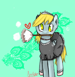 Size: 1527x1584 | Tagged: safe, artist:ayeletshemtov, derpy hooves, pegasus, pony, g4, clothes, duster, female, maid, mare