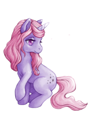 Size: 992x1344 | Tagged: safe, artist:cryingfifteenth, galaxy (g1), pony, twinkle eyed pony, unicorn, g1, 2012, female, horn, mare, simple background, transparent background, turned head