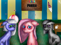 Size: 1200x900 | Tagged: safe, artist:lahiur, limestone pie, marble pie, pinkie pie, g4, pie sisters, sad