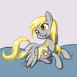 Size: 2550x2550 | Tagged: safe, artist:0riane0, derpy hooves, dinky hooves, pegasus, pony, g4, duo, equestria's best mother, female, mare