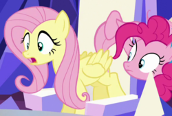 Size: 578x390 | Tagged: safe, screencap, fluttershy, pinkie pie, pony, g4, what about discord?, cropped, out of context