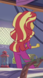 Size: 244x442 | Tagged: safe, screencap, sunset shimmer, equestria girls, g4, my little pony equestria girls: legend of everfree, ass, bunset shimmer, butt, clothes, cropped, female, pajamas, rear view