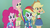 Size: 1280x720 | Tagged: safe, screencap, applejack, fluttershy, pinkie pie, rainbow dash, equestria girls, g4, my little pony equestria girls: rainbow rocks, player piano, boots, clothes, denim, denim skirt, female, high heel boots, polka dot socks, skirt, socks, subtitles