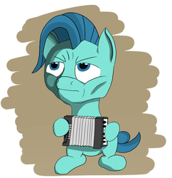 Size: 1165x1204 | Tagged: safe, artist:dindu norgay, accordion, colt, dat face soldier, musical instrument, remove kebab