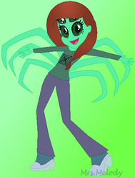 Size: 387x512 | Tagged: safe, alternate version, artist:giraffer98, artist:selenaede, oc, oc only, oc:arachness, monster pony, original species, spiderpony, equestria girls, g4, base used, equestria girls-ified, multiple eyes, multiple limbs, solo