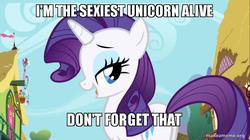 Size: 800x449 | Tagged: safe, edit, edited screencap, screencap, rarity, g4, the ticket master, butt, caption, female, image macro, makeameme.org, meme, plot, sexiest pony alive, solo