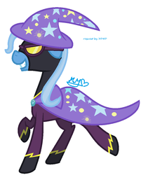 Size: 742x880 | Tagged: safe, artist:moonamoone, trixie, pony, unicorn, g4, clothes, costume, female, goggles, hat, mare, shadowbolts, shadowbolts costume, simple background, solo, trixie's hat, white background