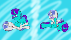 Size: 1280x720 | Tagged: safe, artist:techreel, oc, oc only, oc:aqua splash, oc:tech reel, cute, eyes closed, tickle fight, tickling