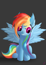 Size: 2893x4092 | Tagged: safe, artist:simonk0, rainbow dash, g4, ear fluff, female, grin, lineless, sitting, smiling, solo, spread wings