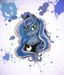 Size: 1024x1203 | Tagged: safe, artist:darkslilkitsune, princess luna, g4, female, portrait, solo, watermark