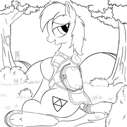 Size: 2500x2500 | Tagged: safe, artist:graboiidz, earth pony, pony, black and white, epona, female, grayscale, high res, mare, monochrome, ponified, saddle, smiling, solo, tail wrap, the legend of zelda