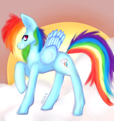 Size: 1024x1083 | Tagged: safe, artist:cityofdreams, rainbow dash, g4, female, raised hoof, smiling, solo