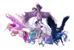 Size: 2190x1493 | Tagged: safe, artist:germandark, princess cadance, princess celestia, princess luna, twilight sparkle, alicorn, pony, g4, alicorn tetrarchy, female, hoers, mare, realistic, simple background, transparent background, twilight sparkle (alicorn)