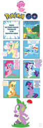 Size: 2550x7560 | Tagged: safe, artist:inspectornills, applejack, fluttershy, pinkie pie, rainbow dash, rarity, spike, twilight sparkle, alicorn, pony, g4, backwards cutie mark, comic, hat, liarjack, mane seven, mane six, poké ball, pokémon, pokémon go, twilight sparkle (alicorn)