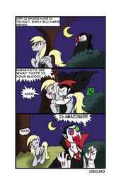 Size: 2258x3293 | Tagged: safe, artist:ciriliko, derpy hooves, pegasus, pony, vampire, g4, comic, creeper, female, mare, zas