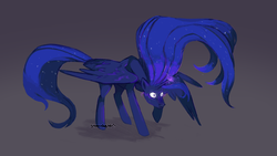 Size: 1920x1080 | Tagged: safe, artist:staarduster, princess luna, g4, female, gradient background, magic, raised hoof, solo, wide eyes