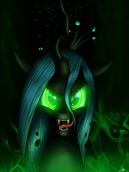 Size: 1500x2000 | Tagged: dead source, safe, artist:jeki, queen chrysalis, changeling, g4, fangs, licking, licking lips, looking at you, open mouth, solo focus, tongue out