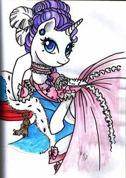 Size: 900x1266 | Tagged: safe, artist:ladyamaltea, rarity, pony, unicorn, g4, alternate hairstyle, clothes, dress, female, mare, solo, traditional art