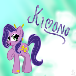 Size: 1000x1000 | Tagged: safe, artist:malaysian-cat, kimono, earth pony, pony, g3, g4, female, g3 to g4, generation leap, hair sticks, not pip petals, solo
