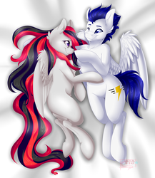 Size: 2600x3000 | Tagged: safe, artist:pinktabico, oc, oc only, pegasus, pony, boop, commission, cute, duo, high res, snuggling