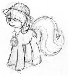 Size: 988x1099 | Tagged: safe, artist:zajice, oc, oc only, oc:scarlet trace (coffee bean), earth pony, pony, monochrome, sketch, solo, traditional art