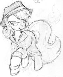 Size: 1411x1734 | Tagged: safe, artist:zajice, oc, oc only, oc:scarlet trace (coffee bean), earth pony, pony, monochrome, sketch, solo, traditional art