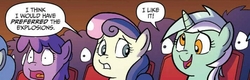 Size: 713x228 | Tagged: safe, artist:tony fleecs, idw, official comic, bon bon, lyra heartstrings, sweetie drops, earth pony, pony, unicorn, g4, ponies of dark water, spoiler:comic, spoiler:comic44, cropped, derp, female, mare, speech bubble